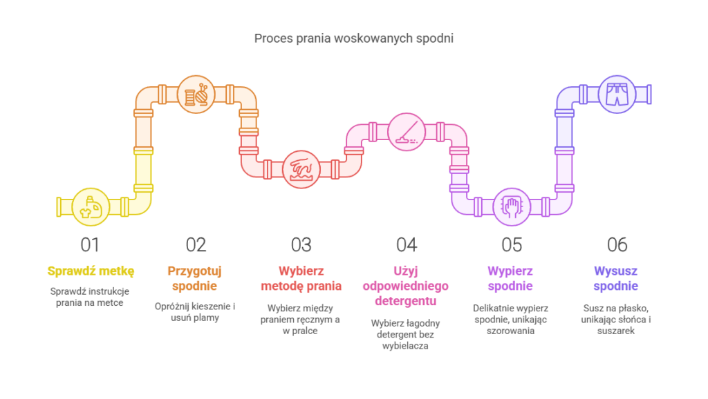 Jak prać spodnie woskowane_ Krok po kroku autorska infografika