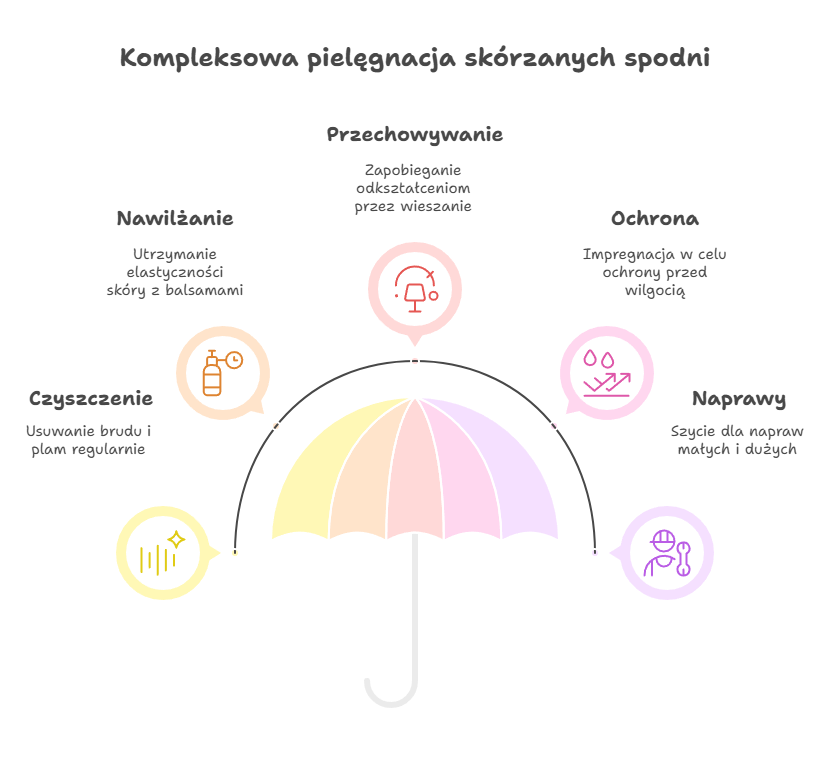 Pielęgnacja skórzanych spodni na co dzień moja infografika