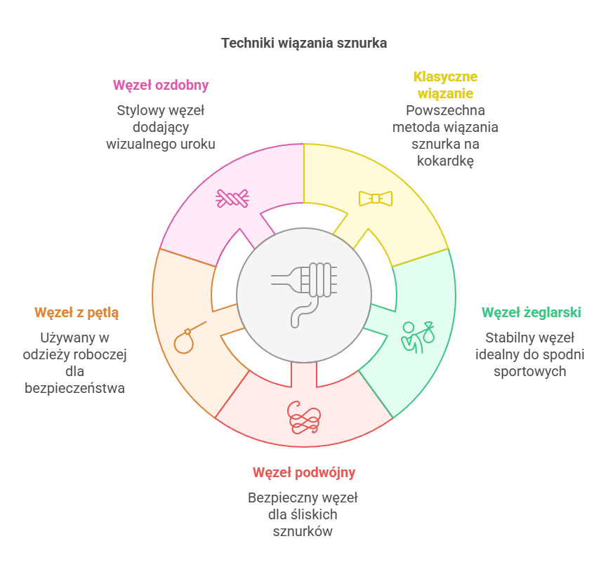 Popularne techniki wiązania sznurka w spodniach infografika z mojego doświadczenia