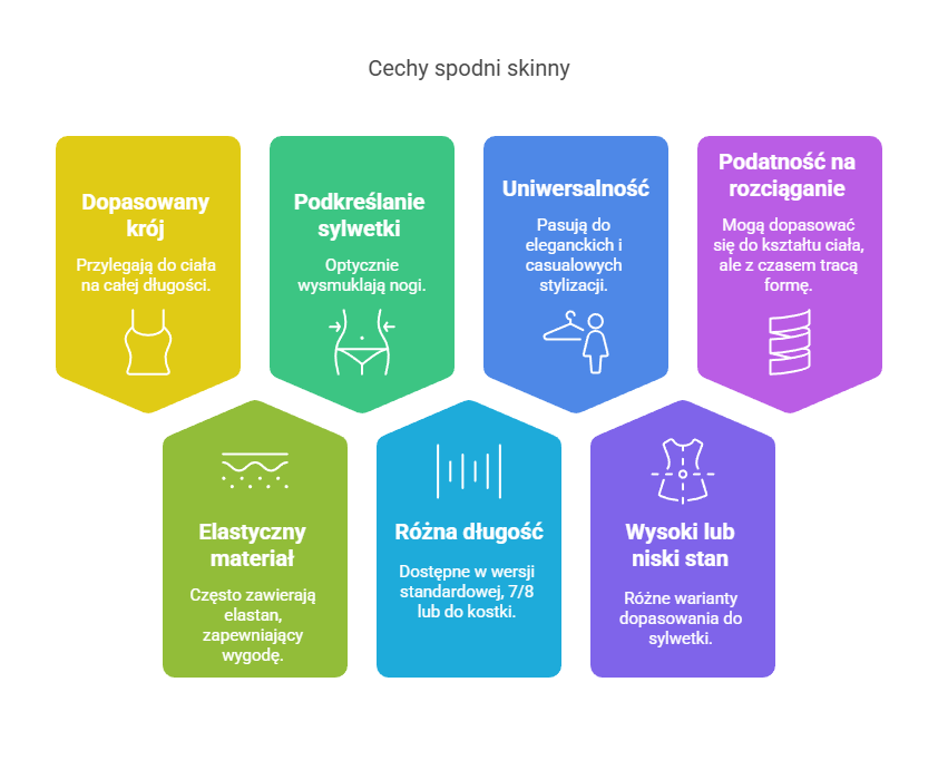Cechy spodni skinny infografika