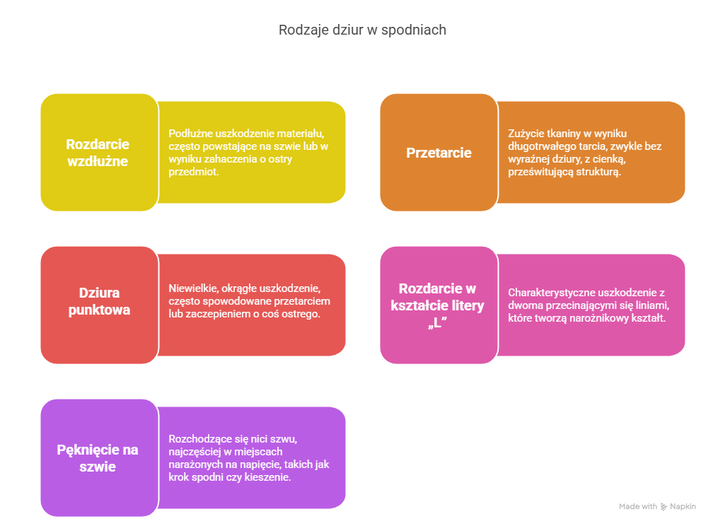 Rodzaje dziur w spodniach infografika
