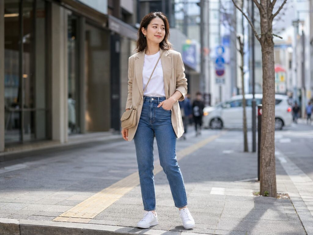 Stylizacja z jeansami petite