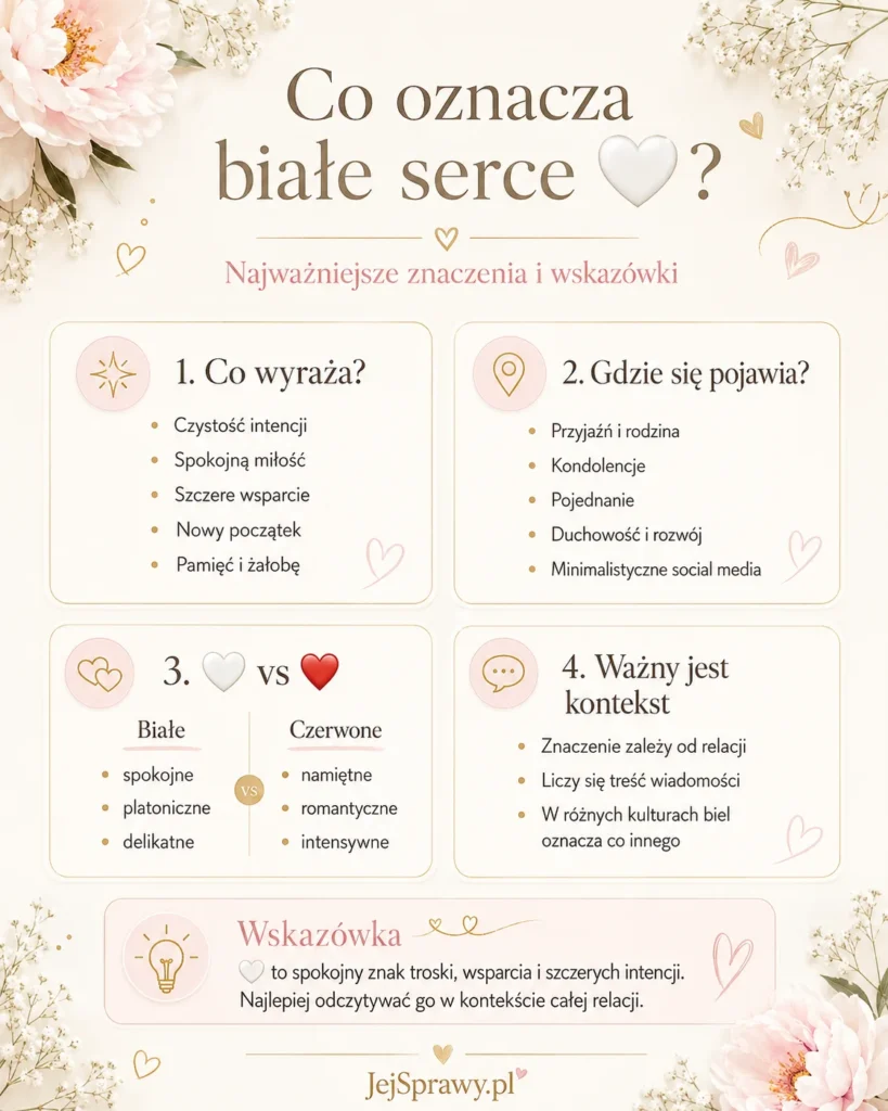 Infografika podsumowująca informacje o znaczeniu białego serca