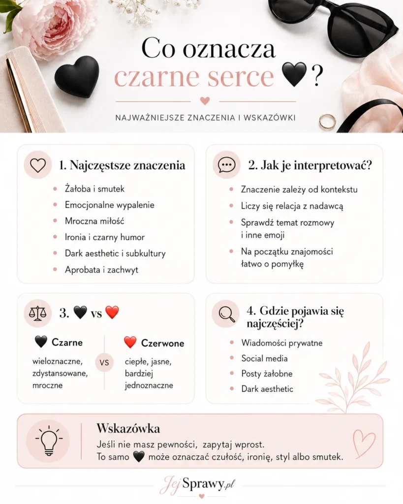 Infografika podsumowująca informacje o tym, co oznacza czarne serce