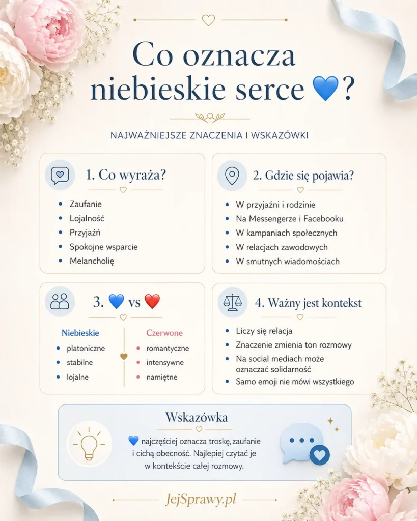 Infografika podsumowująca informacje o niebieskim sercu