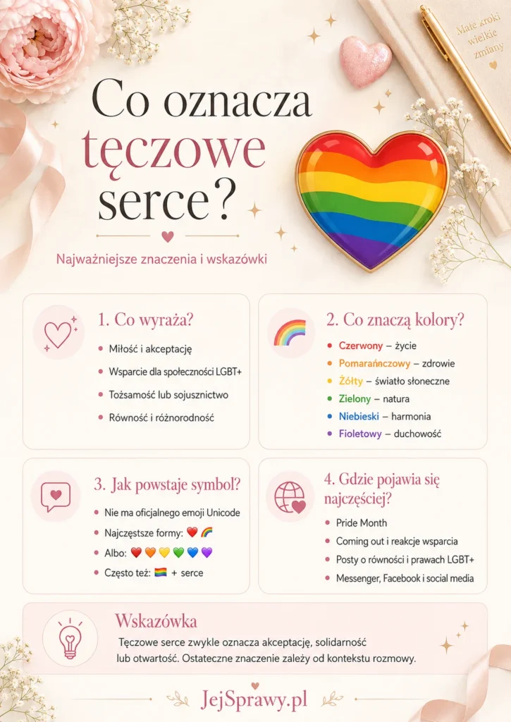 Infografika podsumowująca informacje o tęczowym sercu