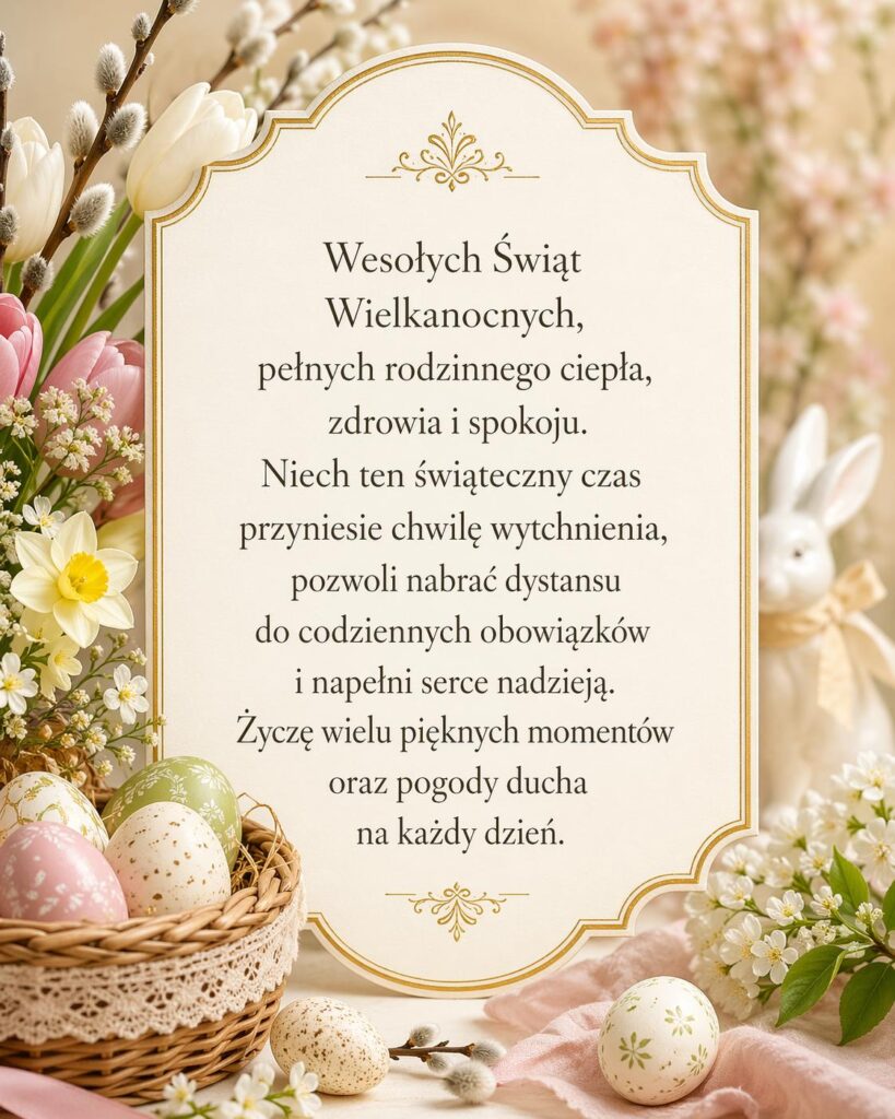 Kartka wielkanocna z długimi życzeniami