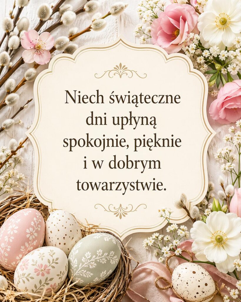 Kartka z krótkimi życzeniami wielkanocnymi