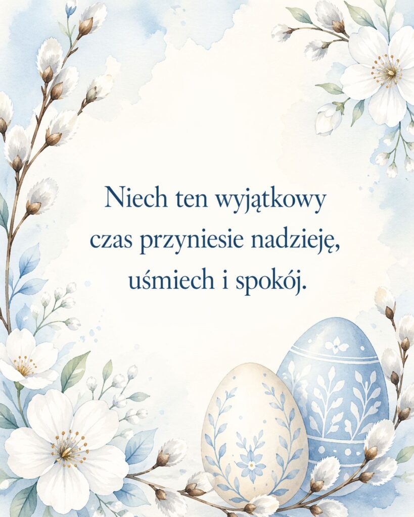 Kartka z krótkimi życzeniami wielkanocnymi