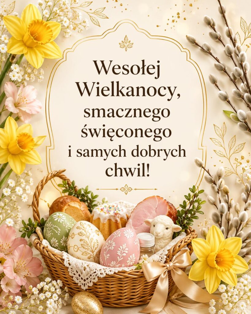 Kartka z krótkimi życzeniami wielkanocnymi
