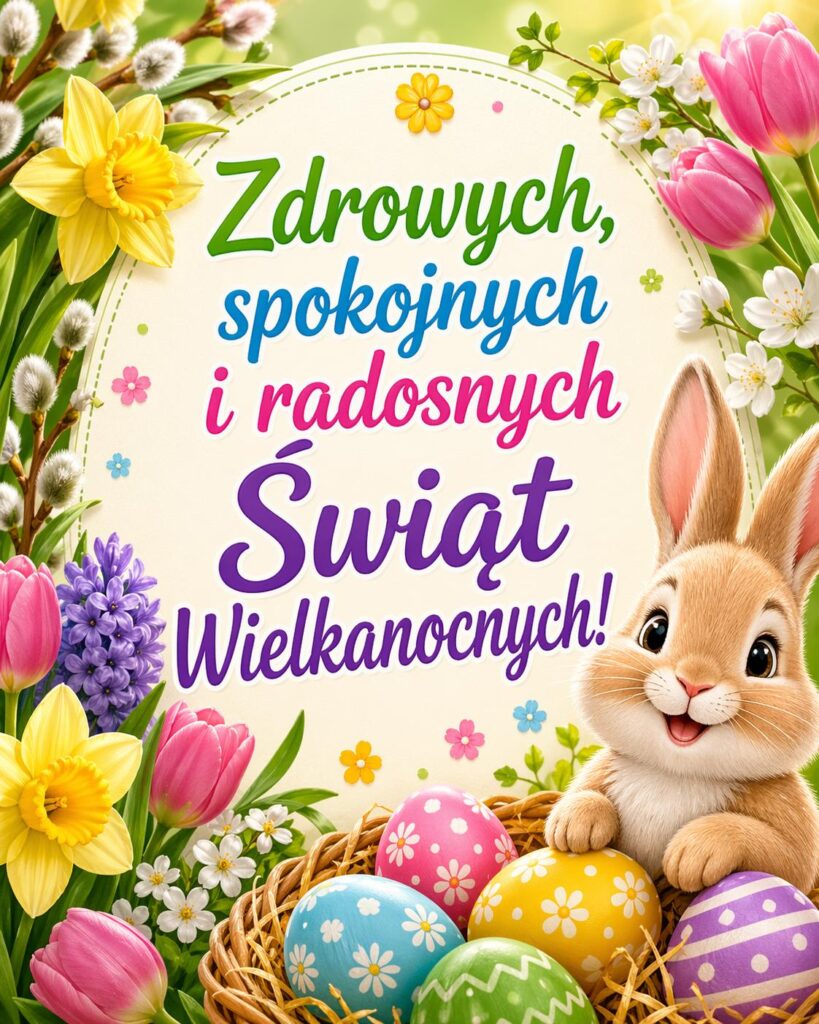 Kartka z krótkimi życzeniami wielkanocnymi