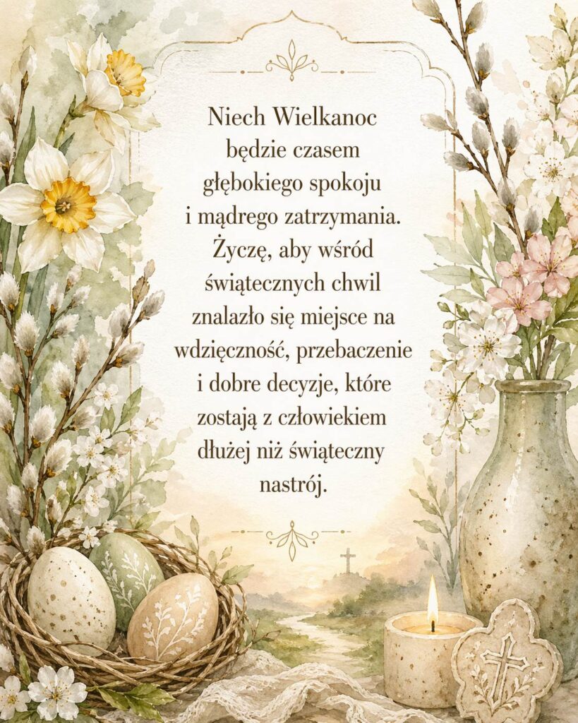 Kartka z mądrymi życzeniami wielkanocnymi